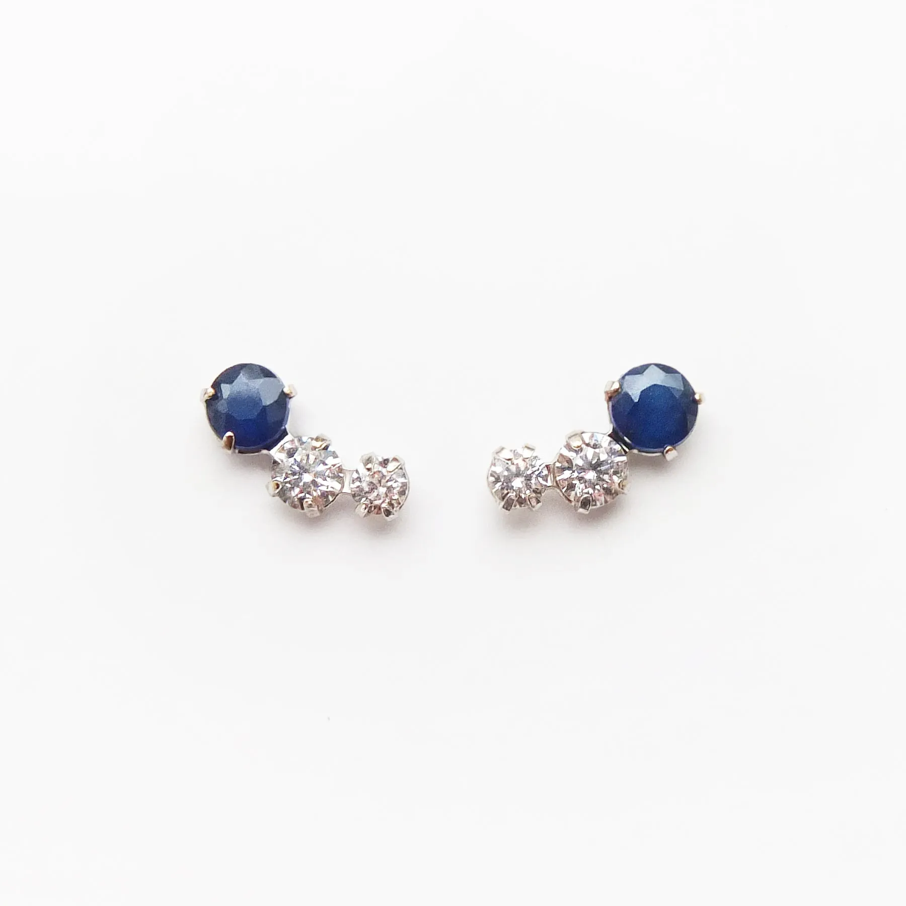 14K/10K White Gold Blue Sapphire Stud Earrings