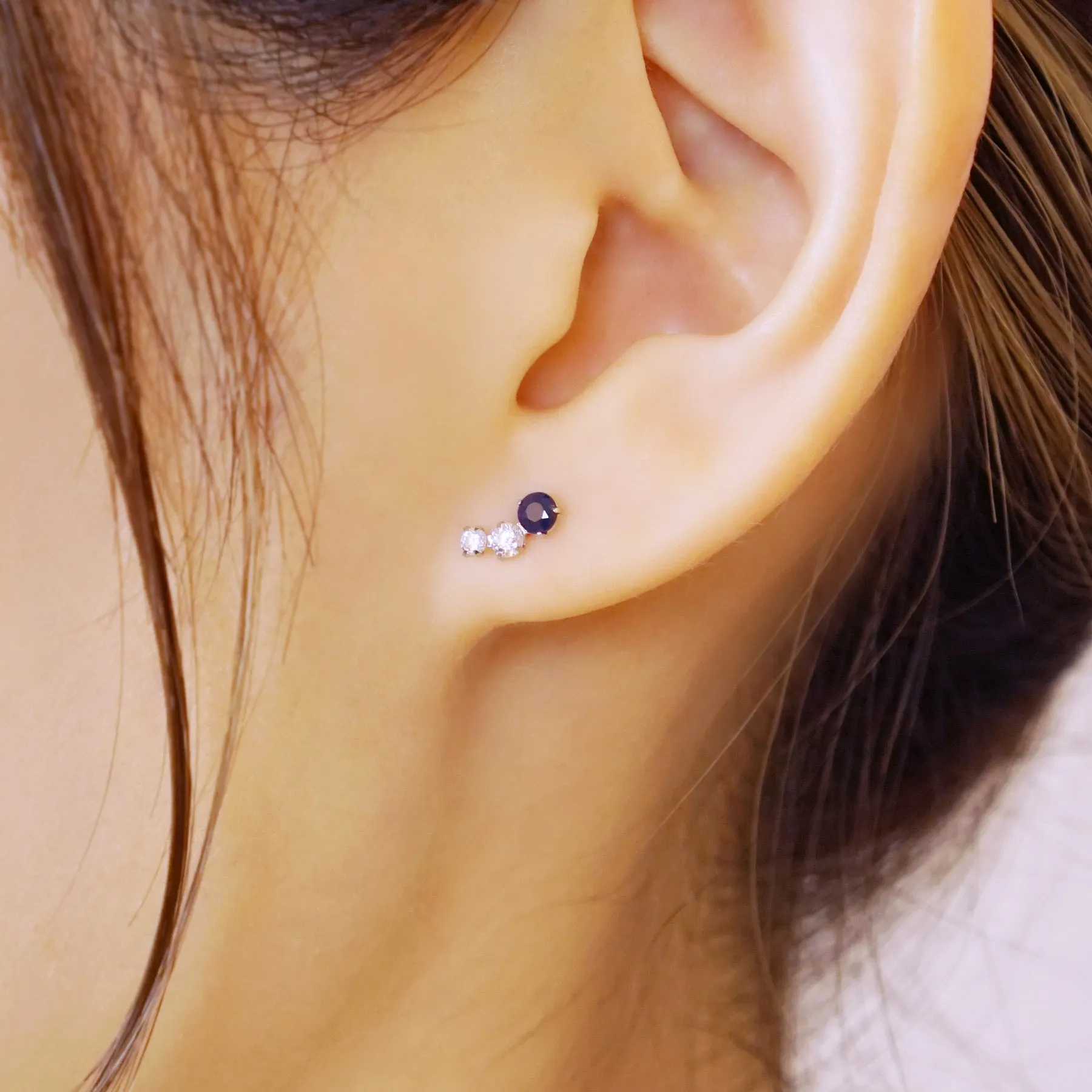 14K/10K White Gold Blue Sapphire Stud Earrings