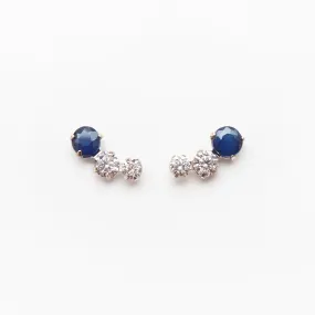 14K/10K White Gold Blue Sapphire Stud Earrings