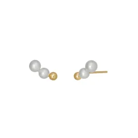 18K/10K Yellow Gold Freshwater Pearl Crescendo Earrings