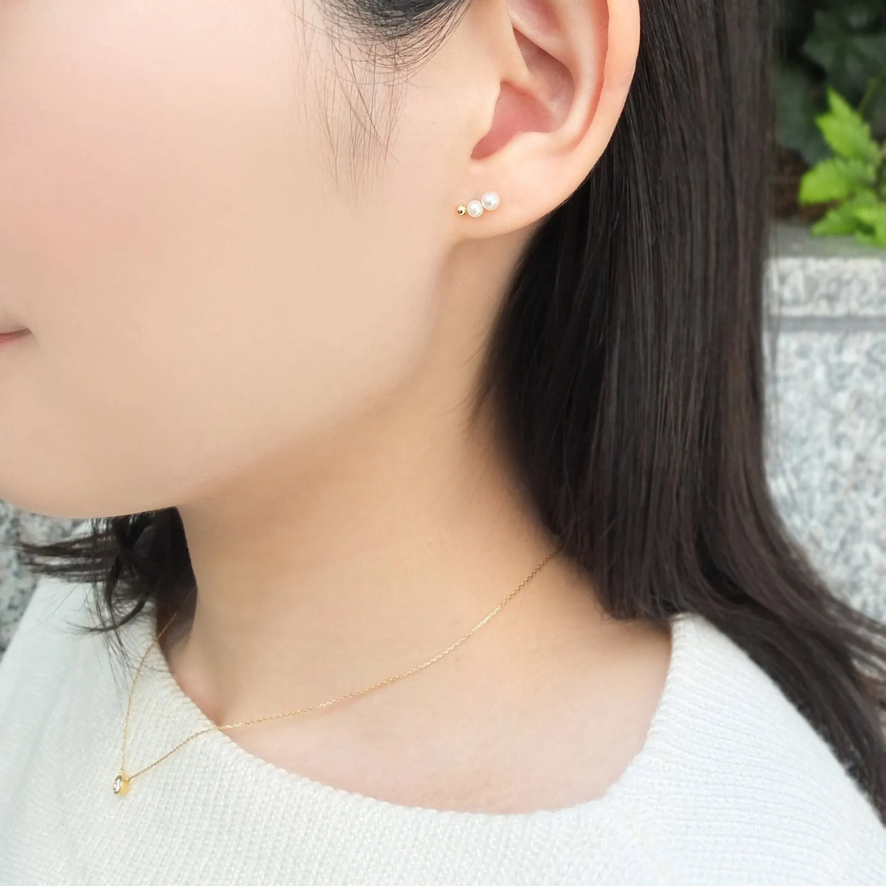 18K/10K Yellow Gold Freshwater Pearl Crescendo Earrings