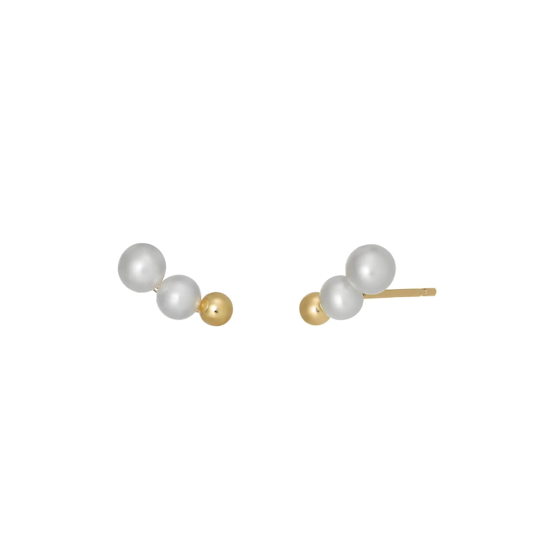 18K/10K Yellow Gold Freshwater Pearl Crescendo Earrings
