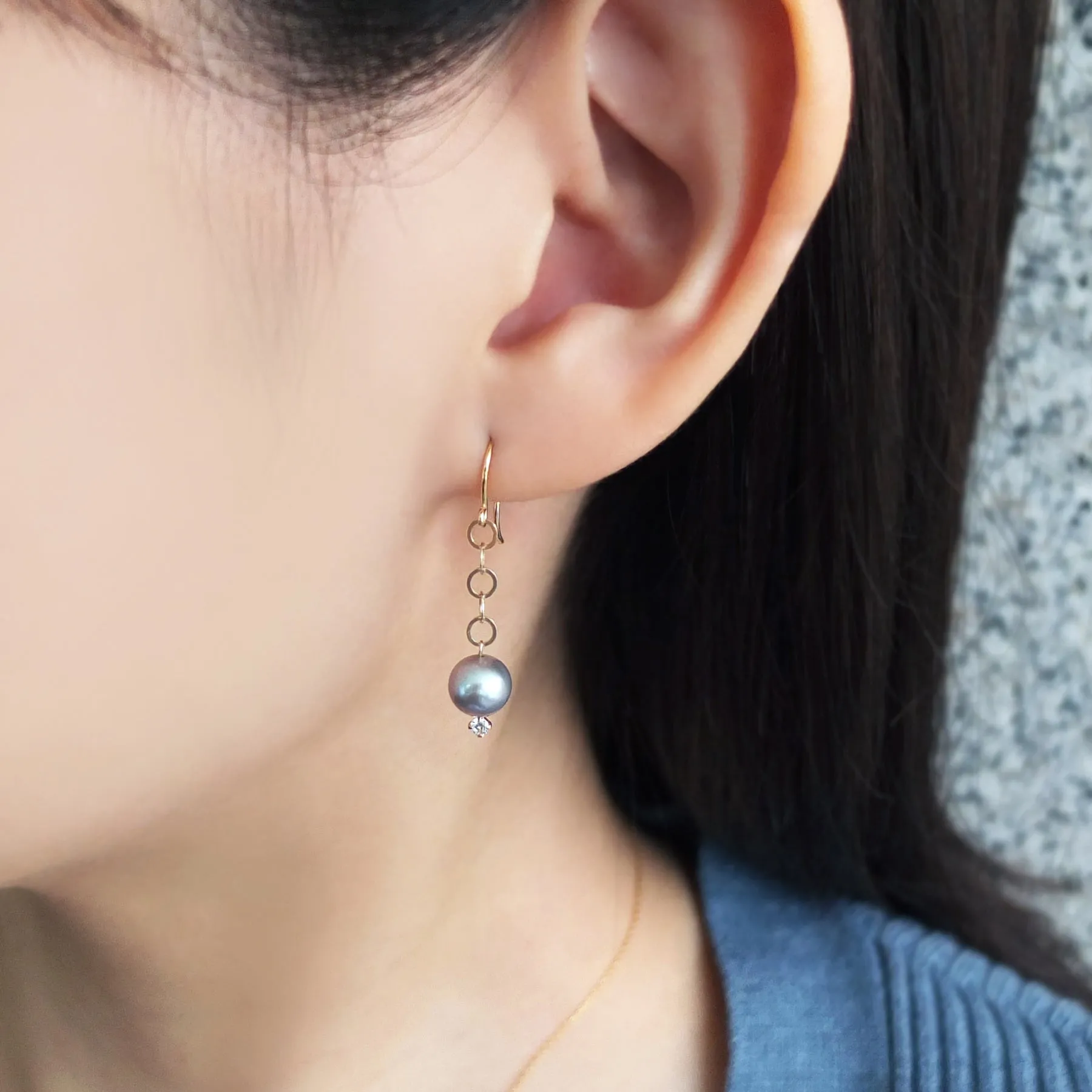 18K/10K Yellow Gold Freshwater Pearl Wire Earrings