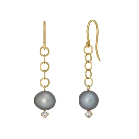 18K/10K Yellow Gold Freshwater Pearl Wire Earrings
