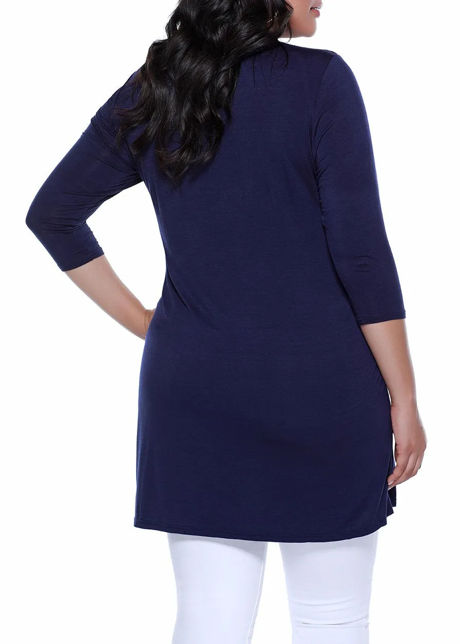 3/4 Sleeve Grommet Cardigan