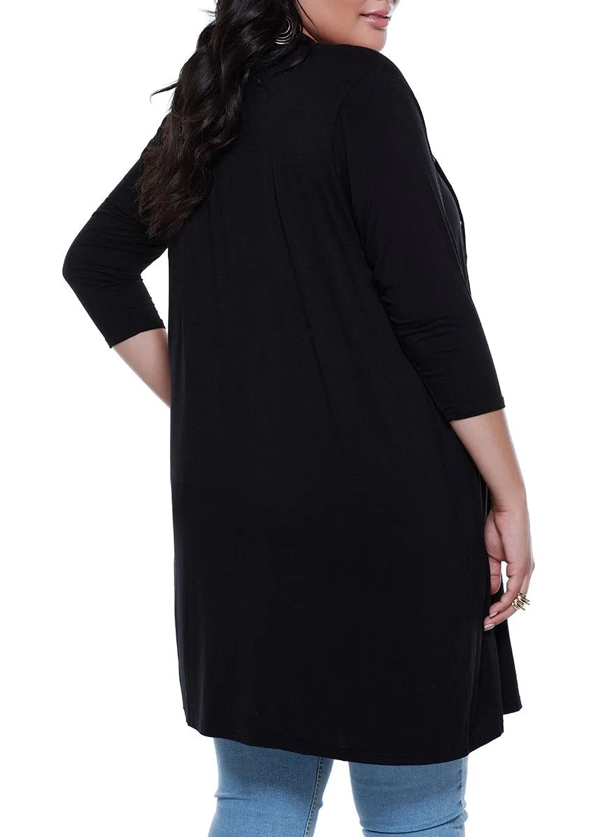 3/4 Sleeve Grommet Cardigan
