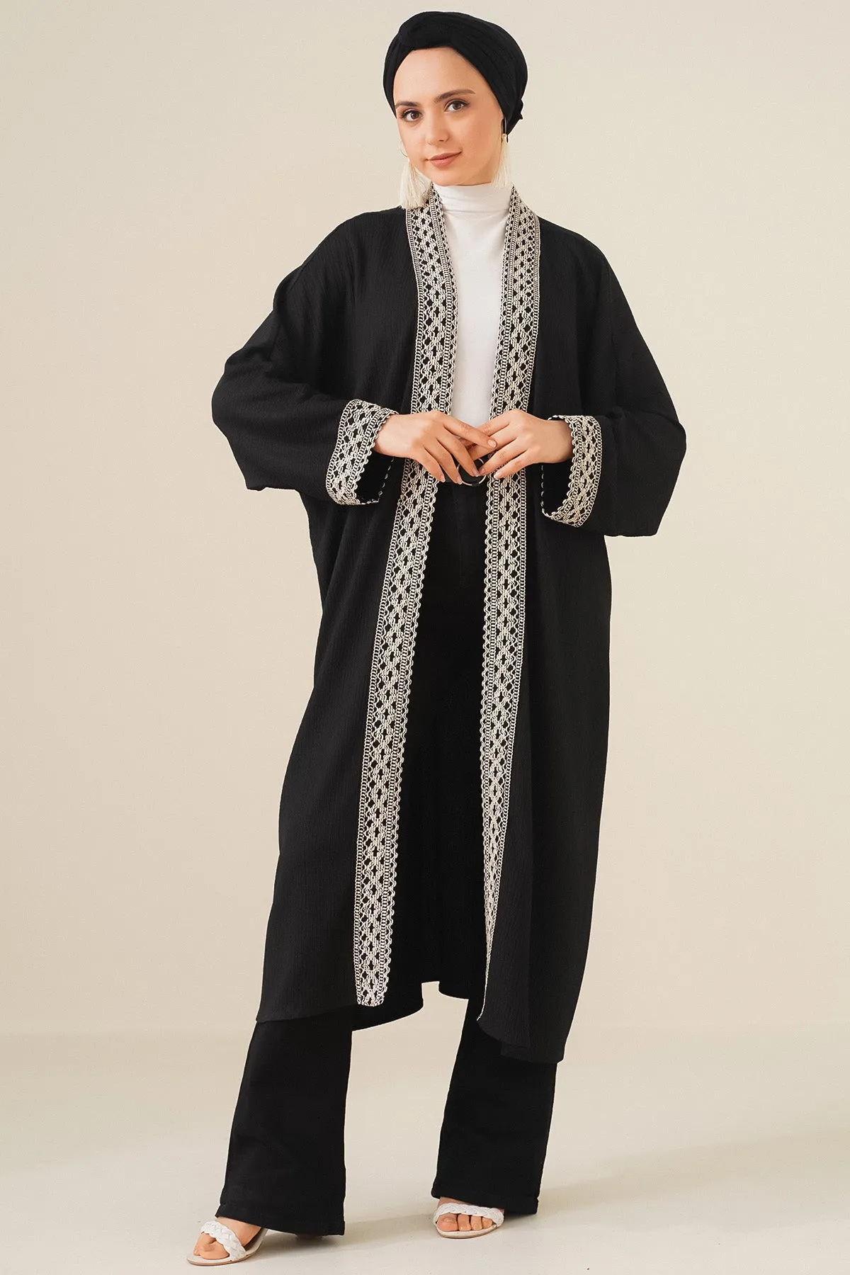 5865 nakişli örme uzun kimono