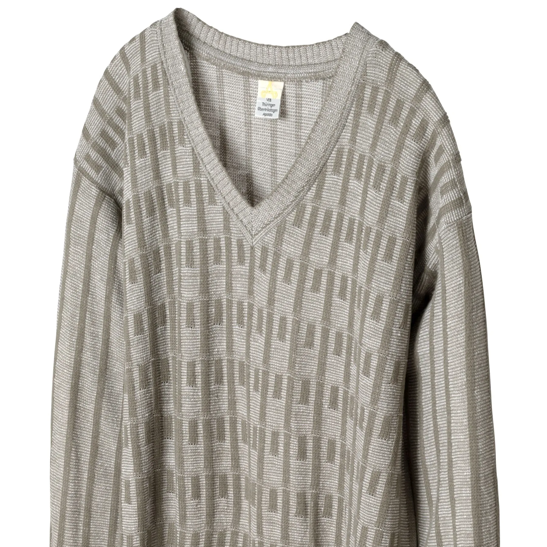 70s Garter Block Rib Knit V Neck