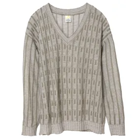 70s Garter Block Rib Knit V Neck