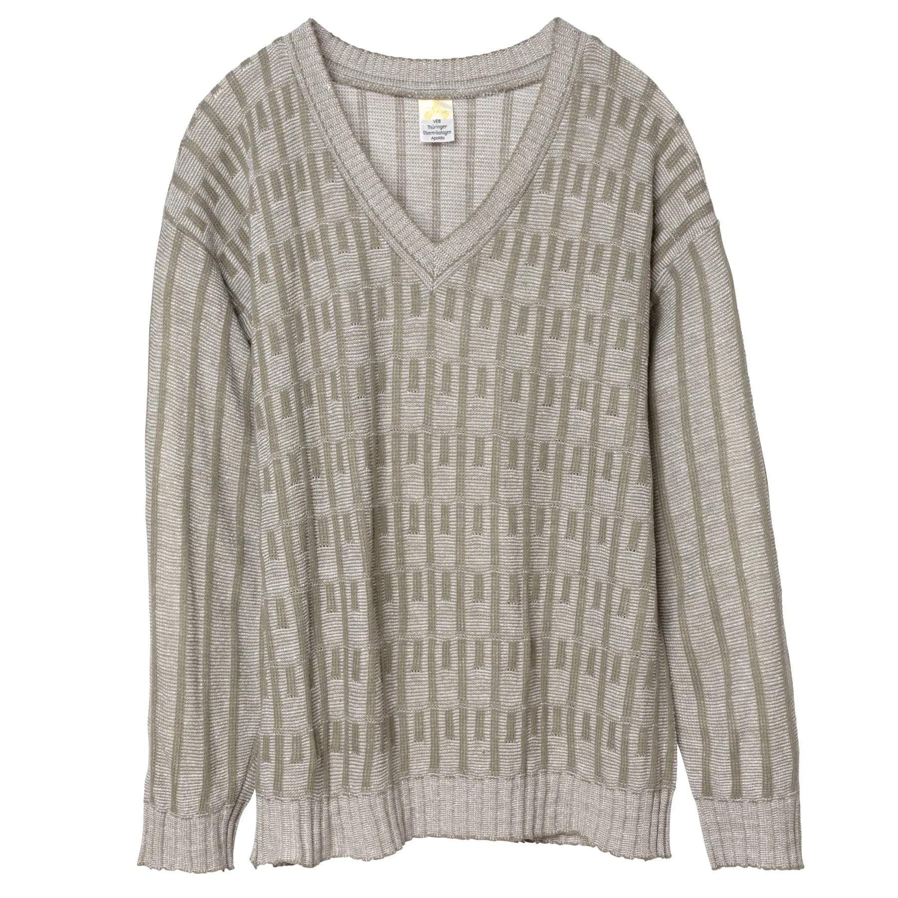 70s Garter Block Rib Knit V Neck