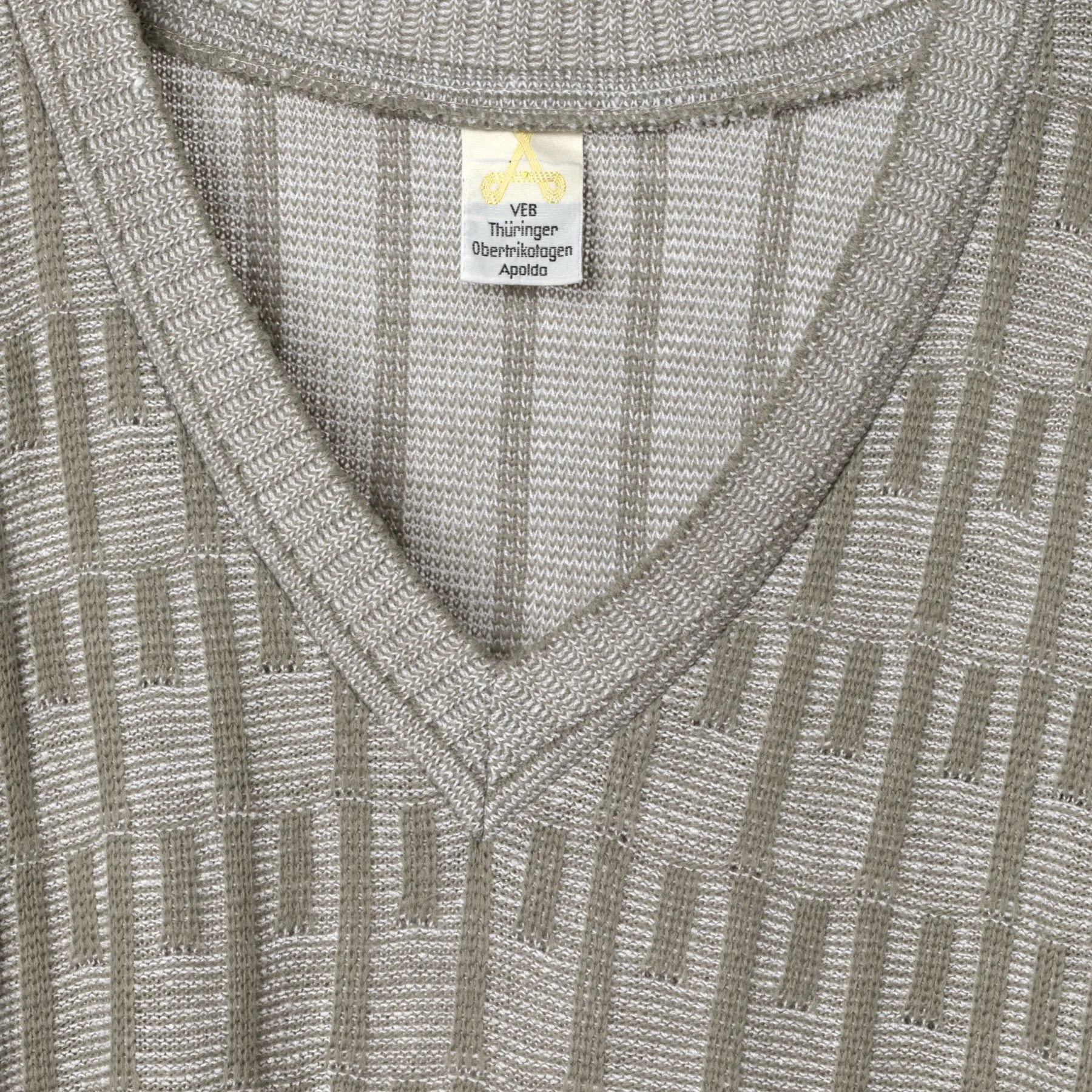 70s Garter Block Rib Knit V Neck