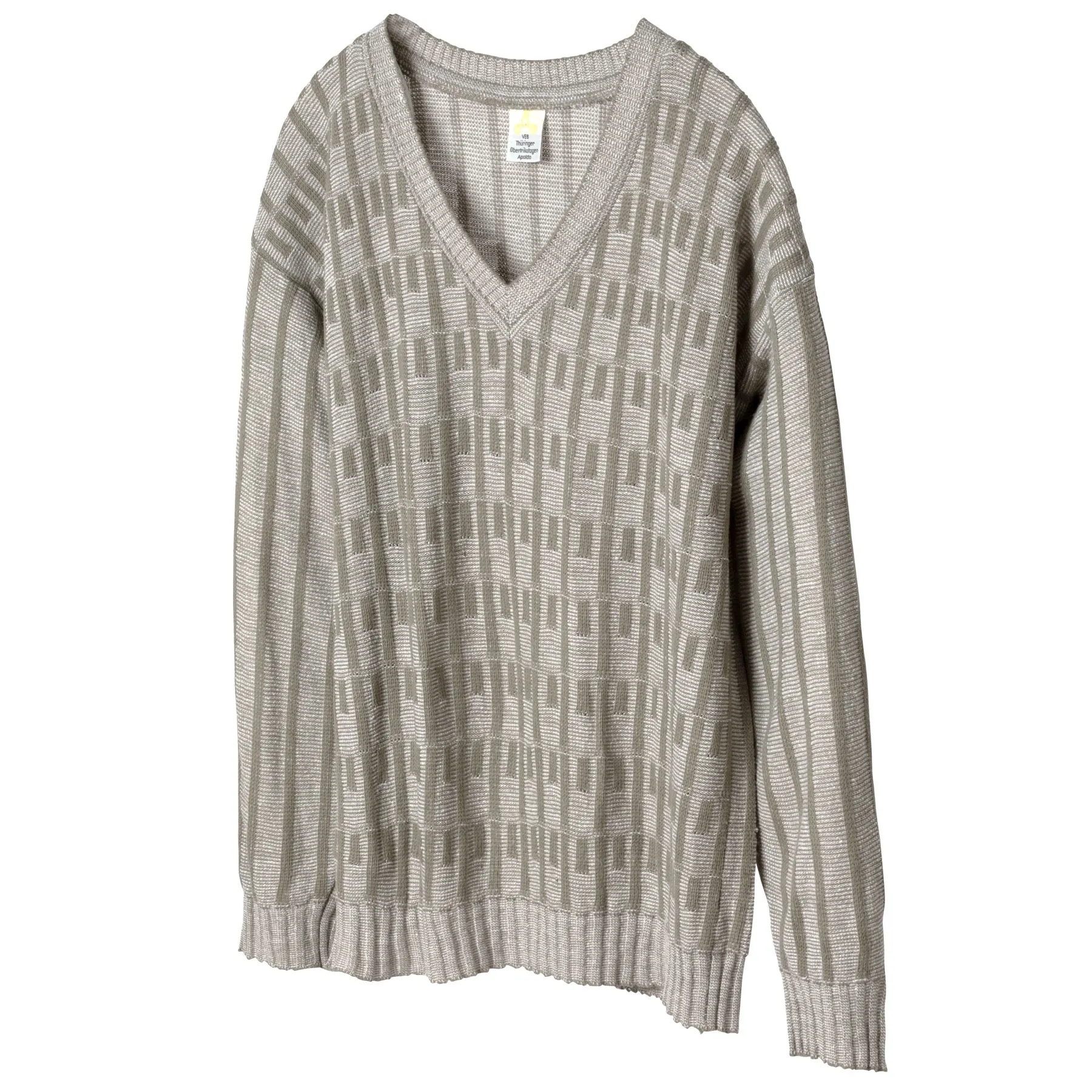 70s Garter Block Rib Knit V Neck