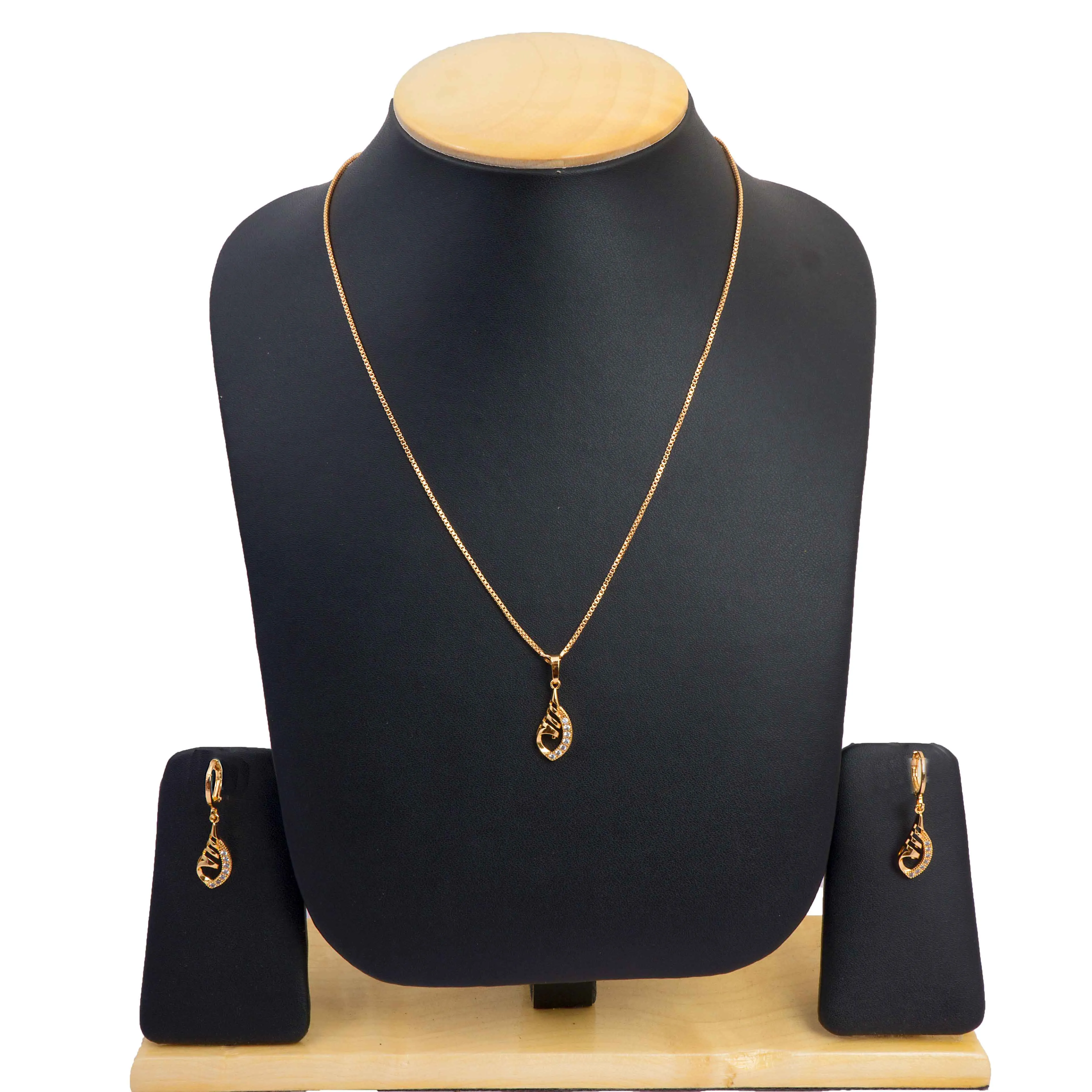 American Diamond Rose Gold Pendant Set