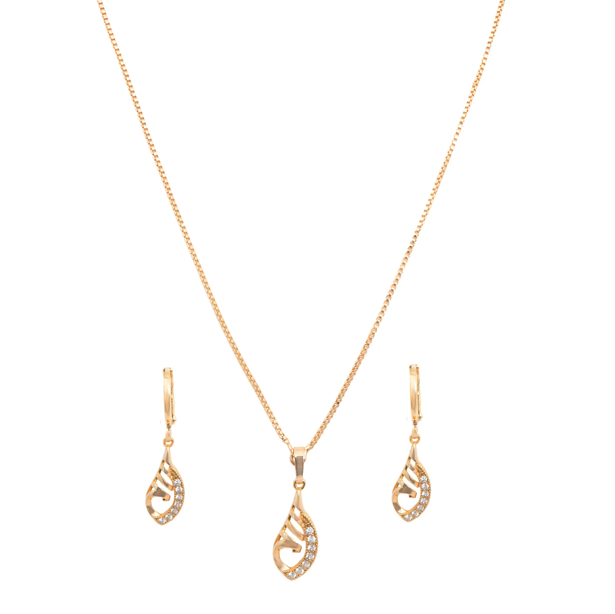 American Diamond Rose Gold Pendant Set