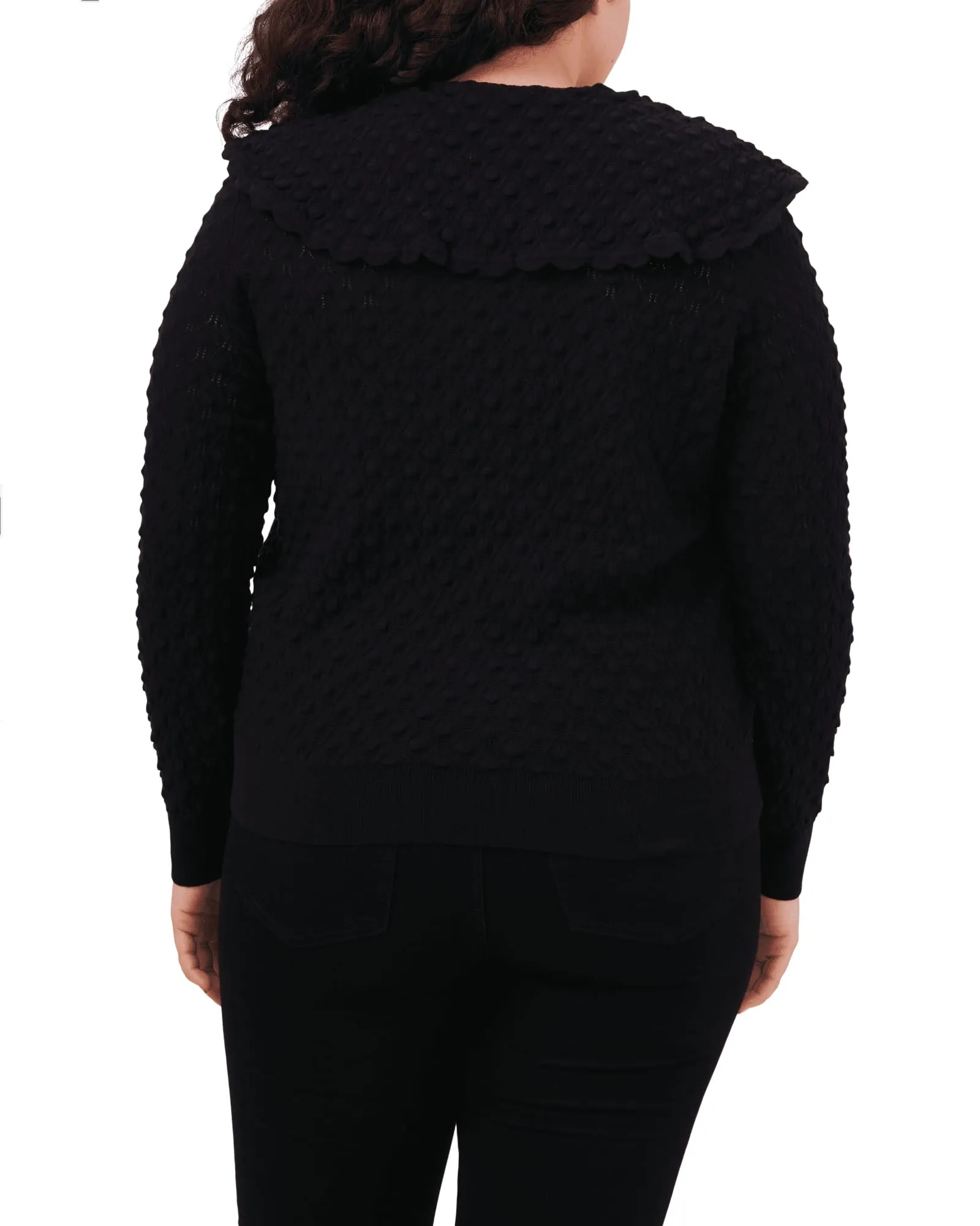 Audriana Collared Bow Top Sweater | RICH BLACK