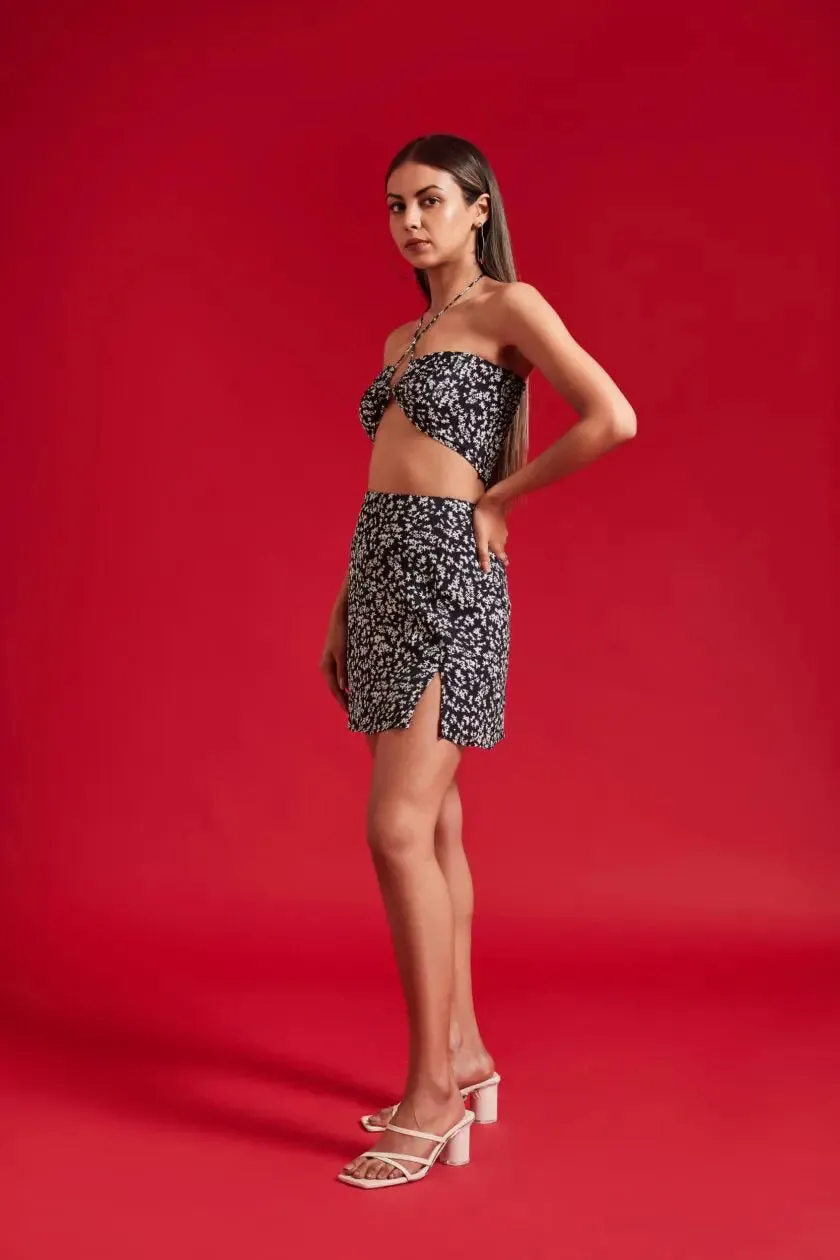 Black Floral Skirt