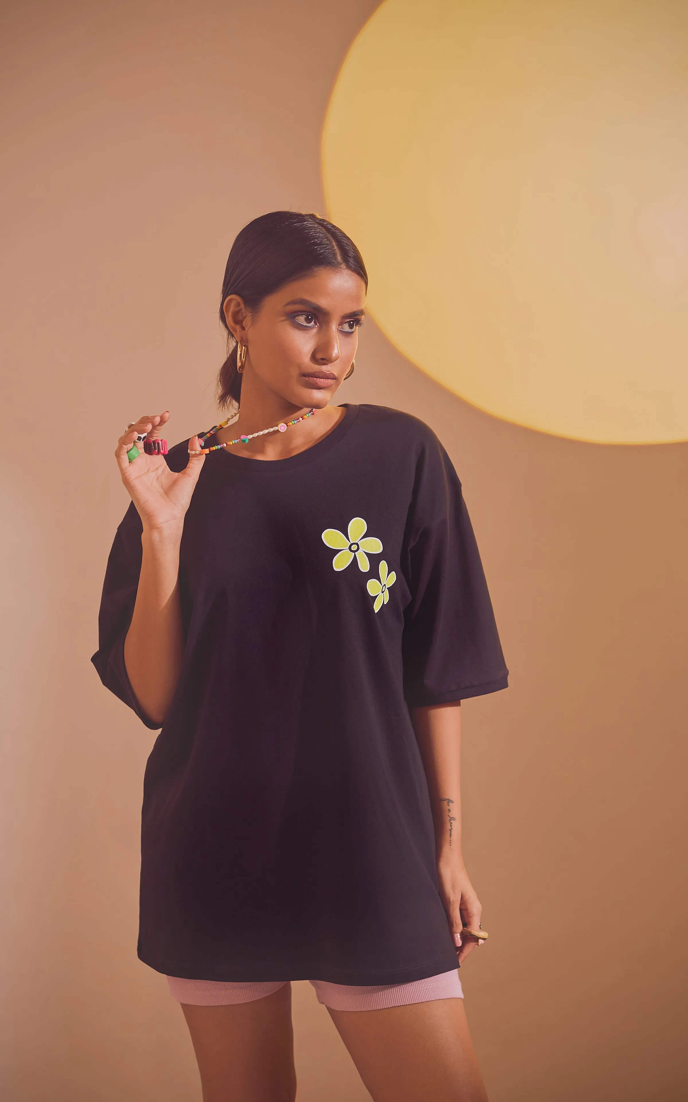 Black Oversized Printed Round Neck T-Shirt (If you’re looking for a sign)