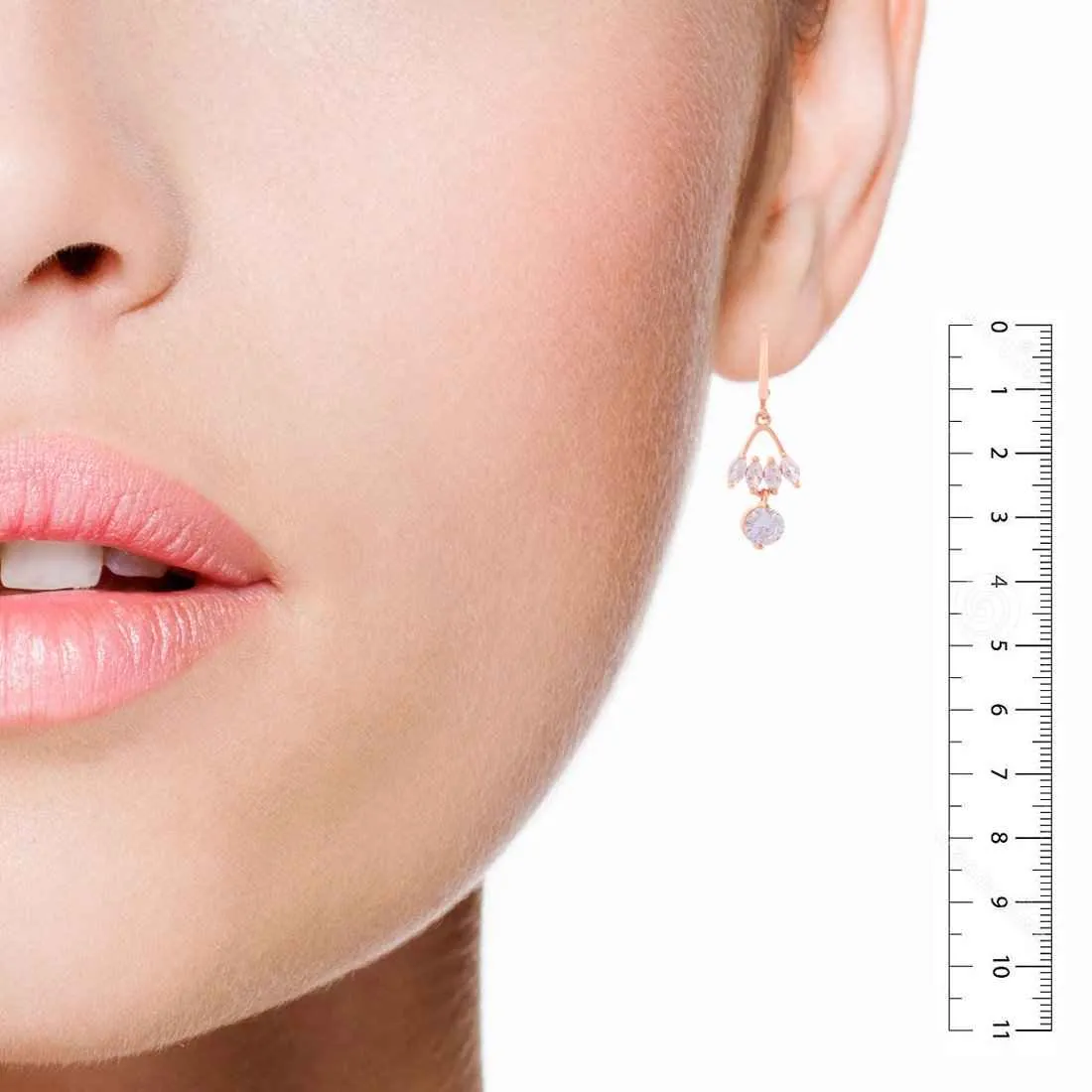 CZ AD Studded Drop Hoop Earrings -Women