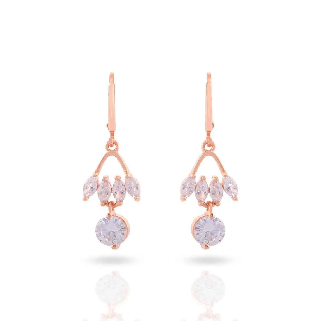 CZ AD Studded Drop Hoop Earrings -Women