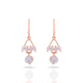 CZ AD Studded Drop Hoop Earrings -Women