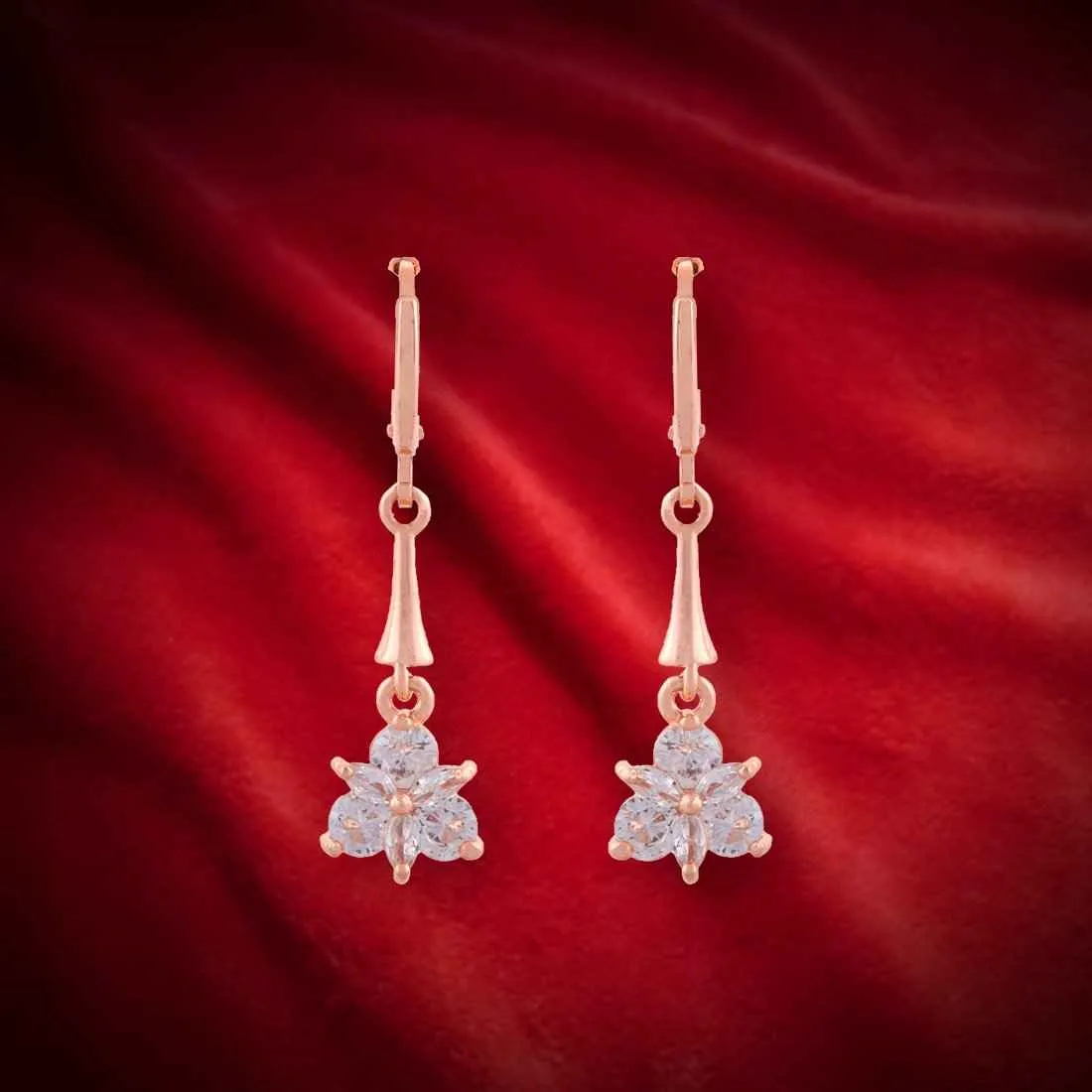 CZ Triangle Hoop Earrings: Women & Girls