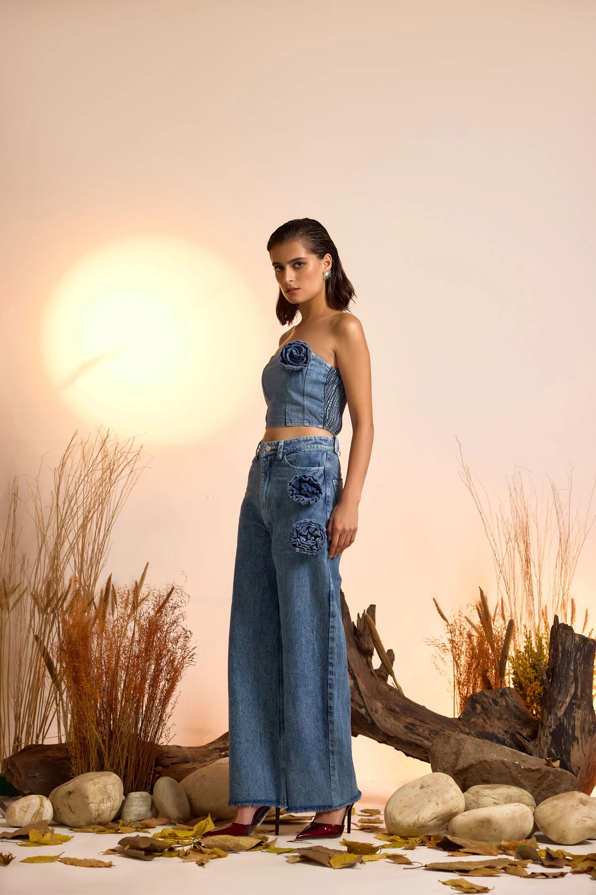 Denim Corsage Corset Denim Top