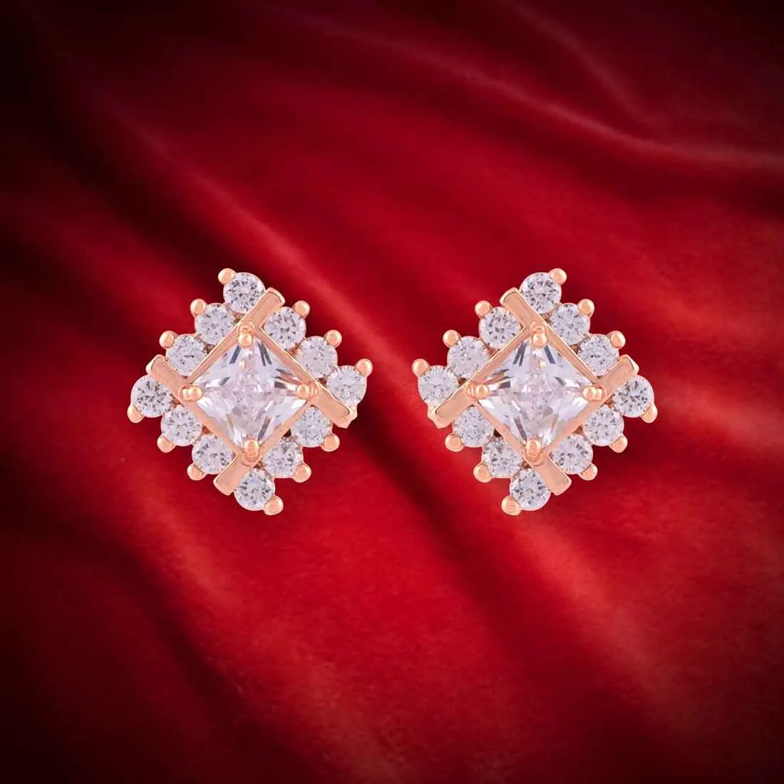 Elegant CZ AD Square Studs for Women