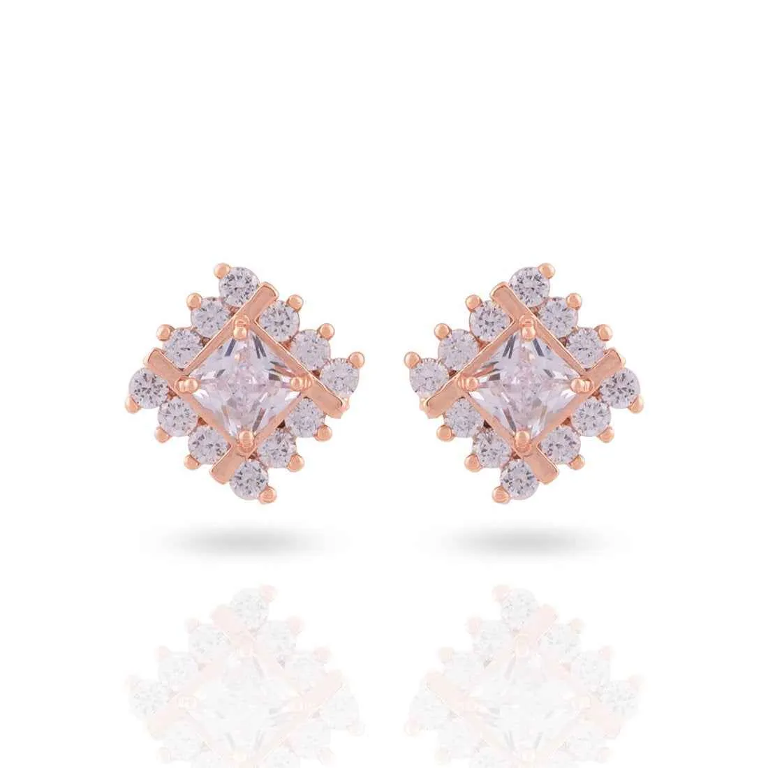 Elegant CZ AD Square Studs for Women
