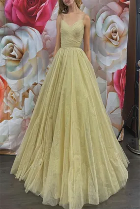 Evening Dresses Real Made Charming Tulle Sequin Straps Prom Dresses Floor-Length