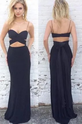 Evening Dresses Simple Spaghetti Straps Long Sheath Prom Dresses