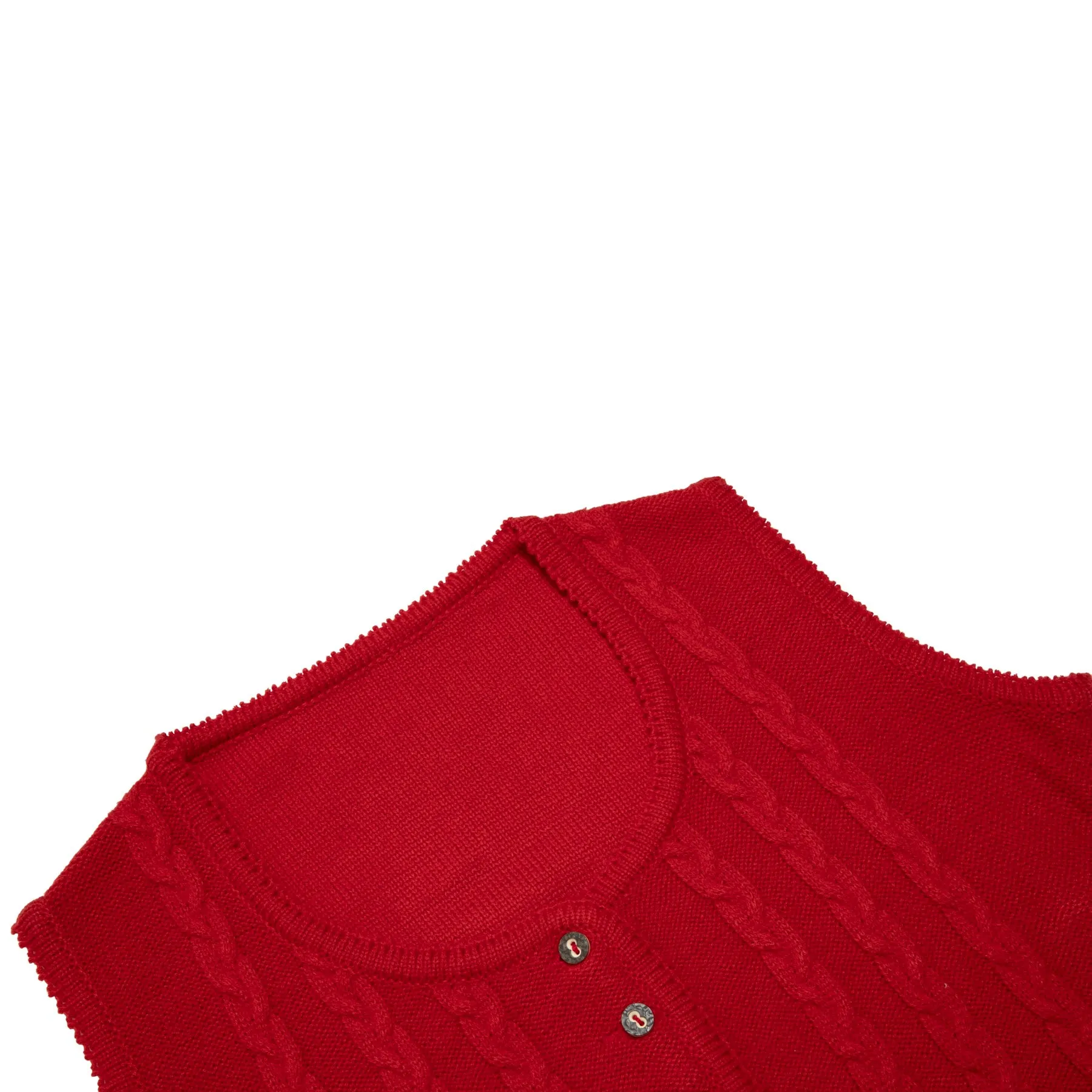 Fine-Guage Aran Cable Knit Picot Edge Waistcoat