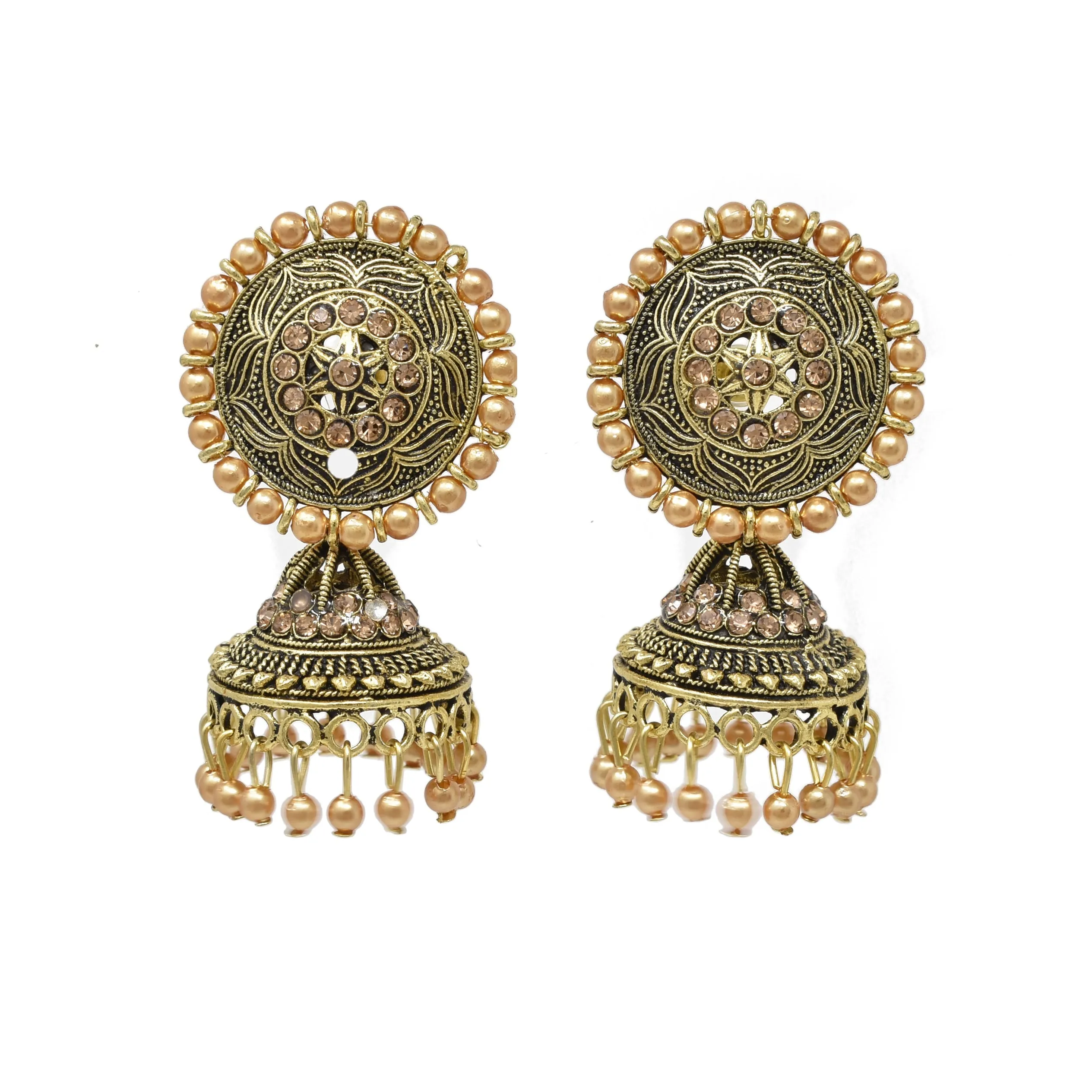 Gold-Plated Jhumkas: Oxidized Ethnic Earrings for Ladies