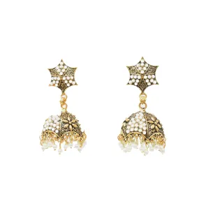Gold-Plated Oxidized Jhumkas: Ethnic Women's Adornments