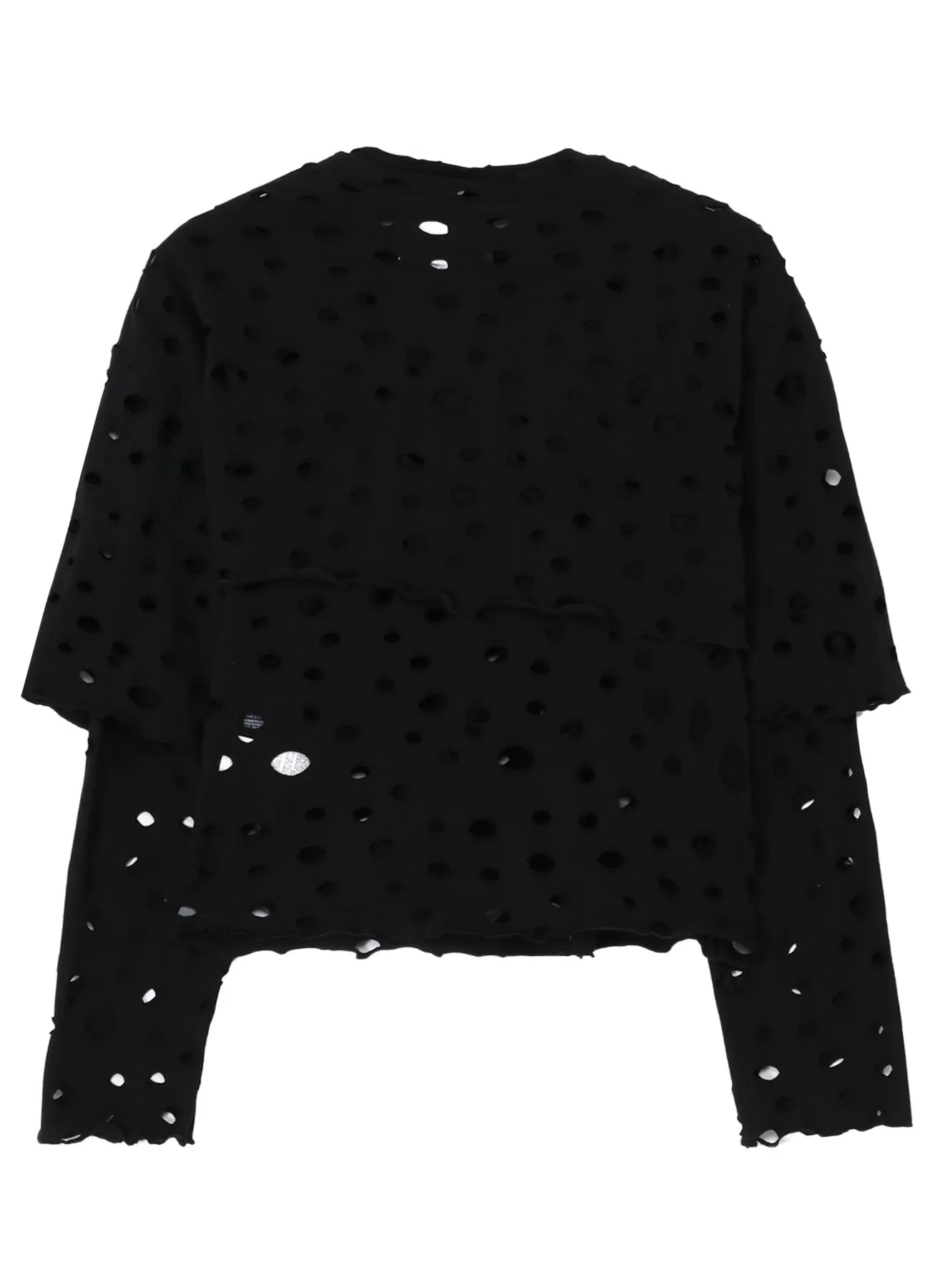 HOLED PLAIN STITCH LAYERED SEPARATE LONG SLEEVE T-SHIRT