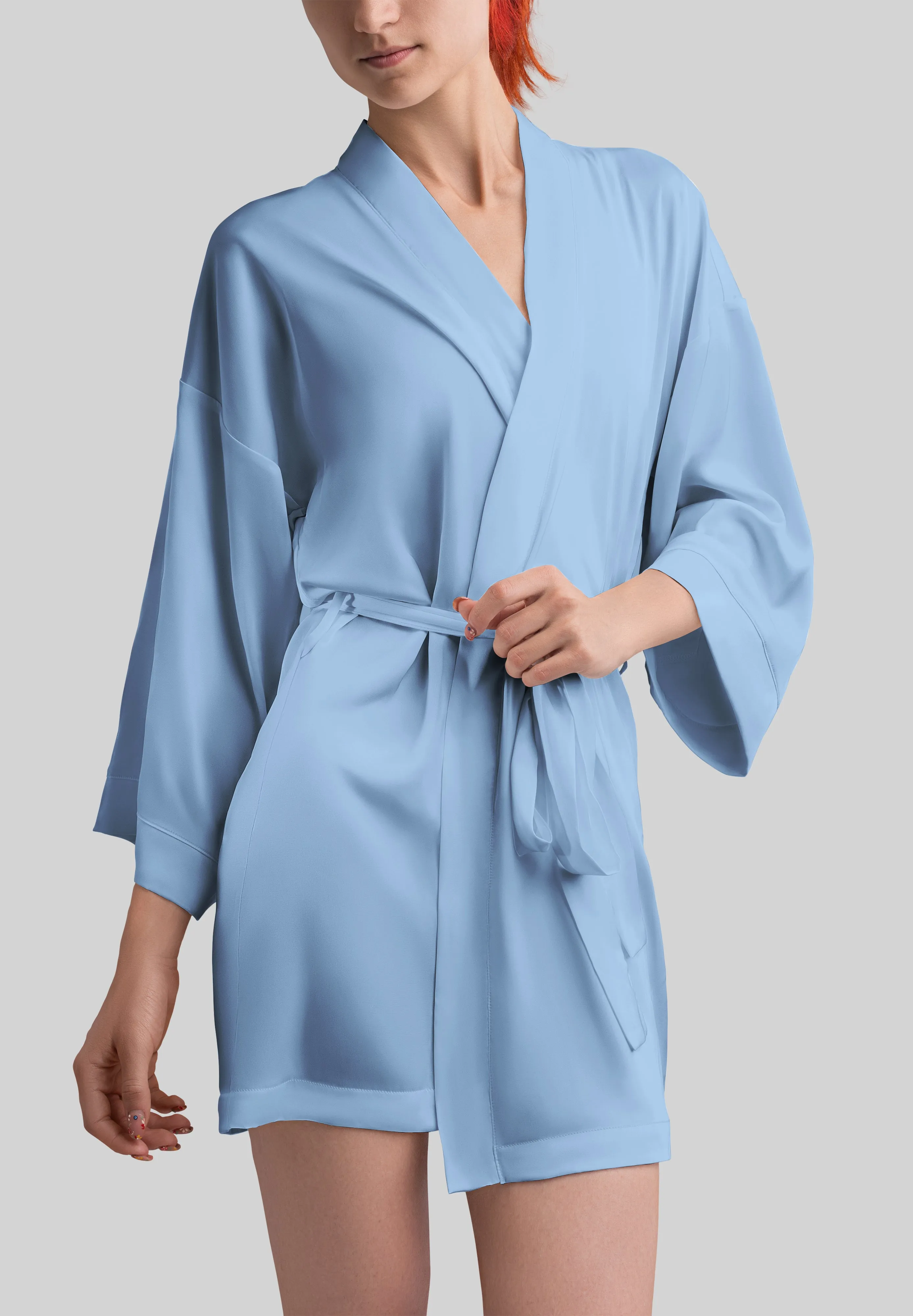 Lightweight  satin fabric by the yard - Baby blue solid color