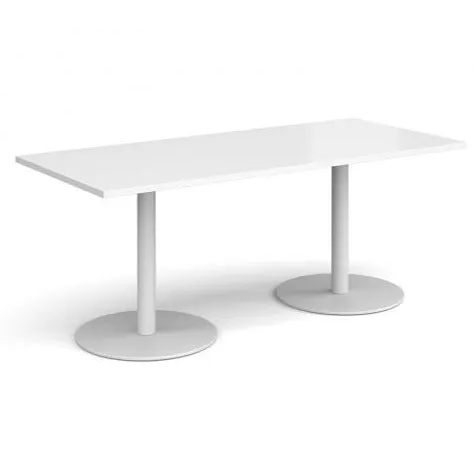 Monza rectangular dining table with flat round bases