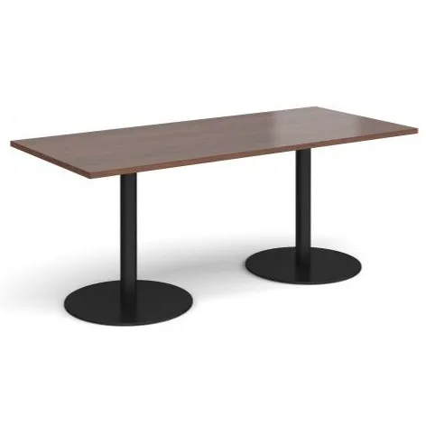 Monza rectangular dining table with flat round bases