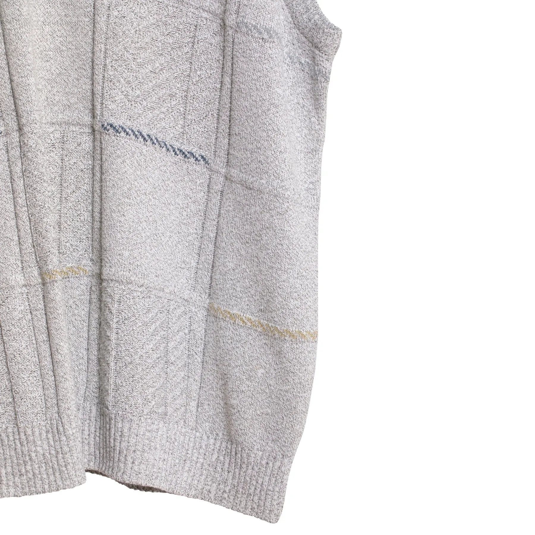 Patterned Stockinette Purl Knit Stitch Wool Blend V-Neck Sleeveless Sweater