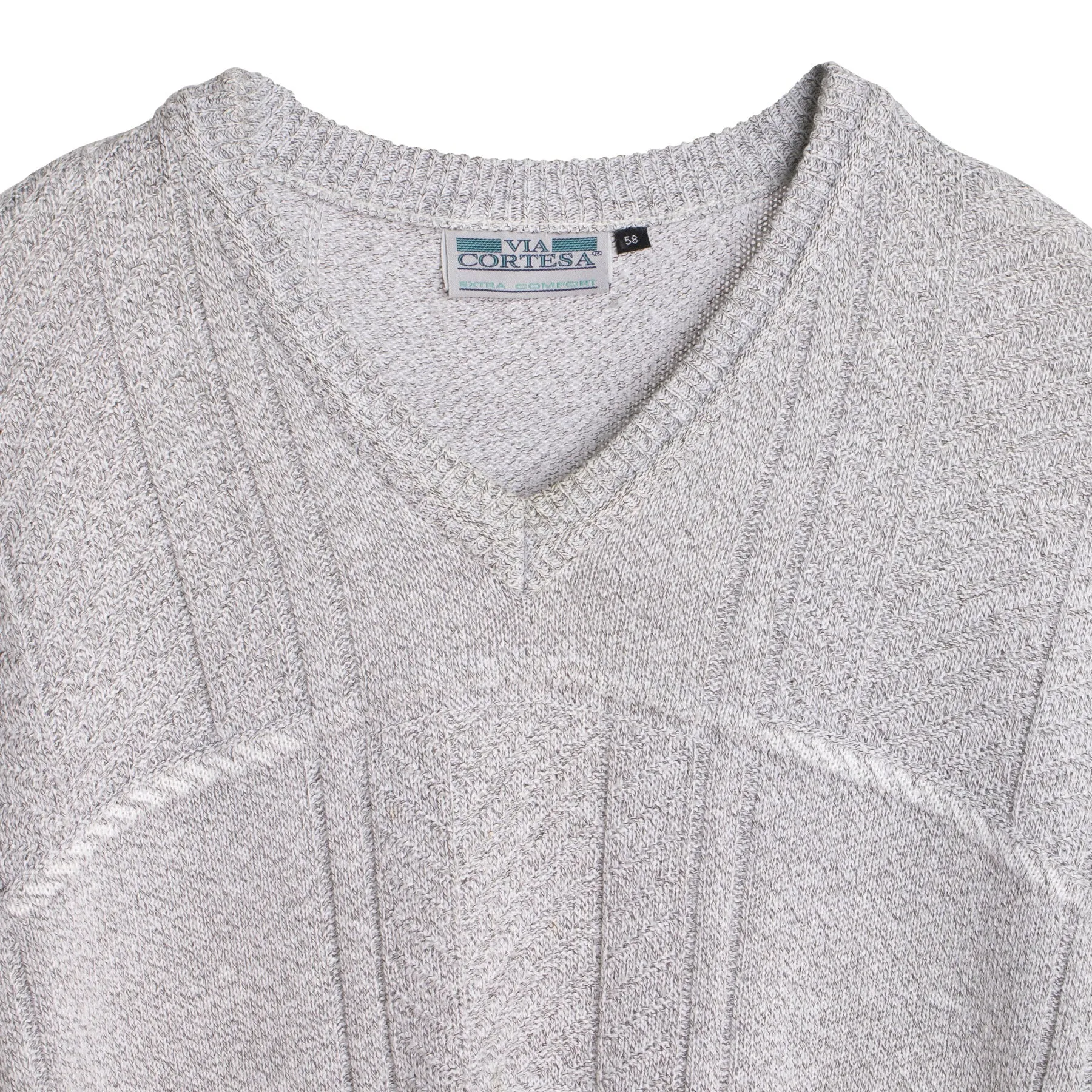 Patterned Stockinette Purl Knit Stitch Wool Blend V-Neck Sleeveless Sweater