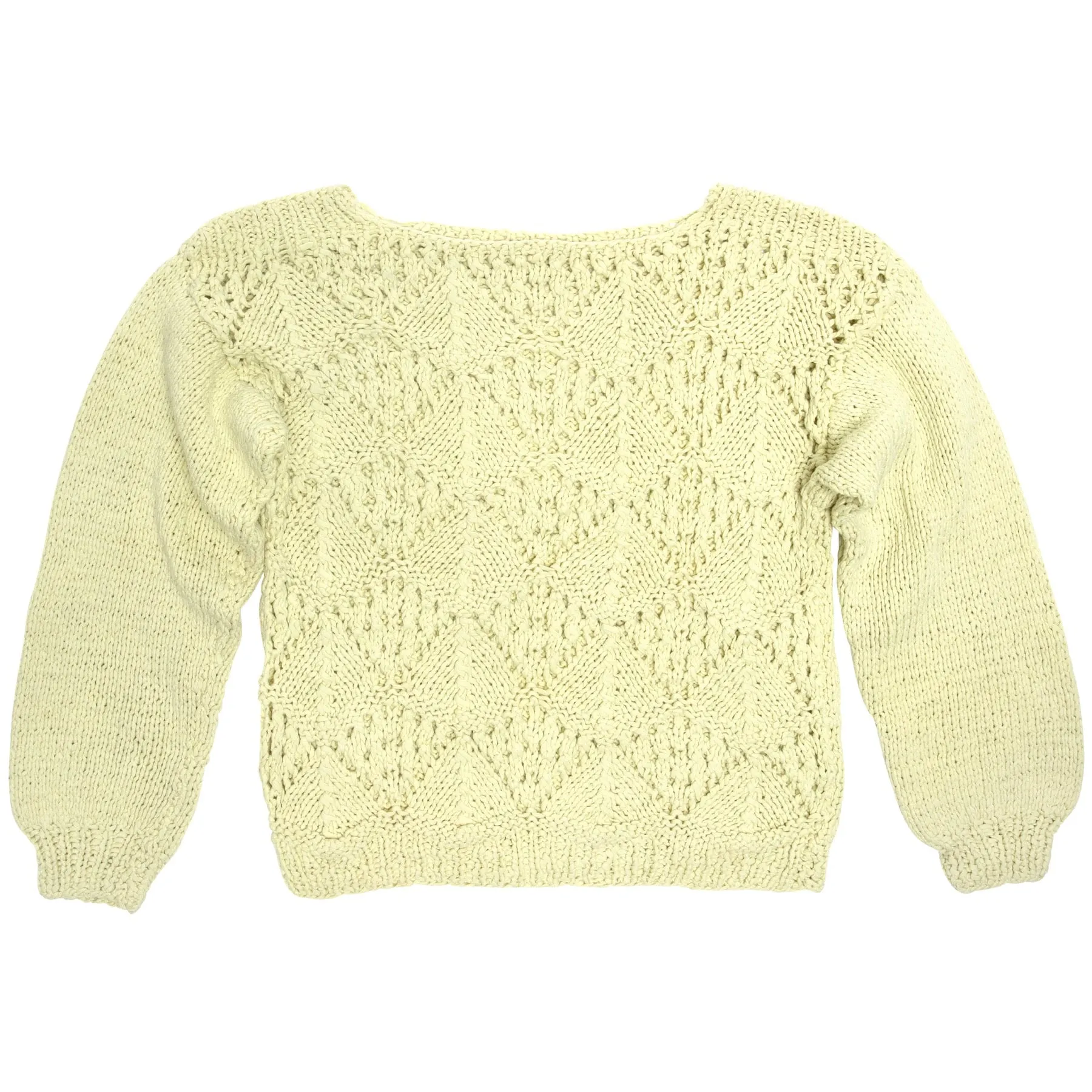 Piled Cotton Yarn Diamond Lattice Stitch Pullover Sweater