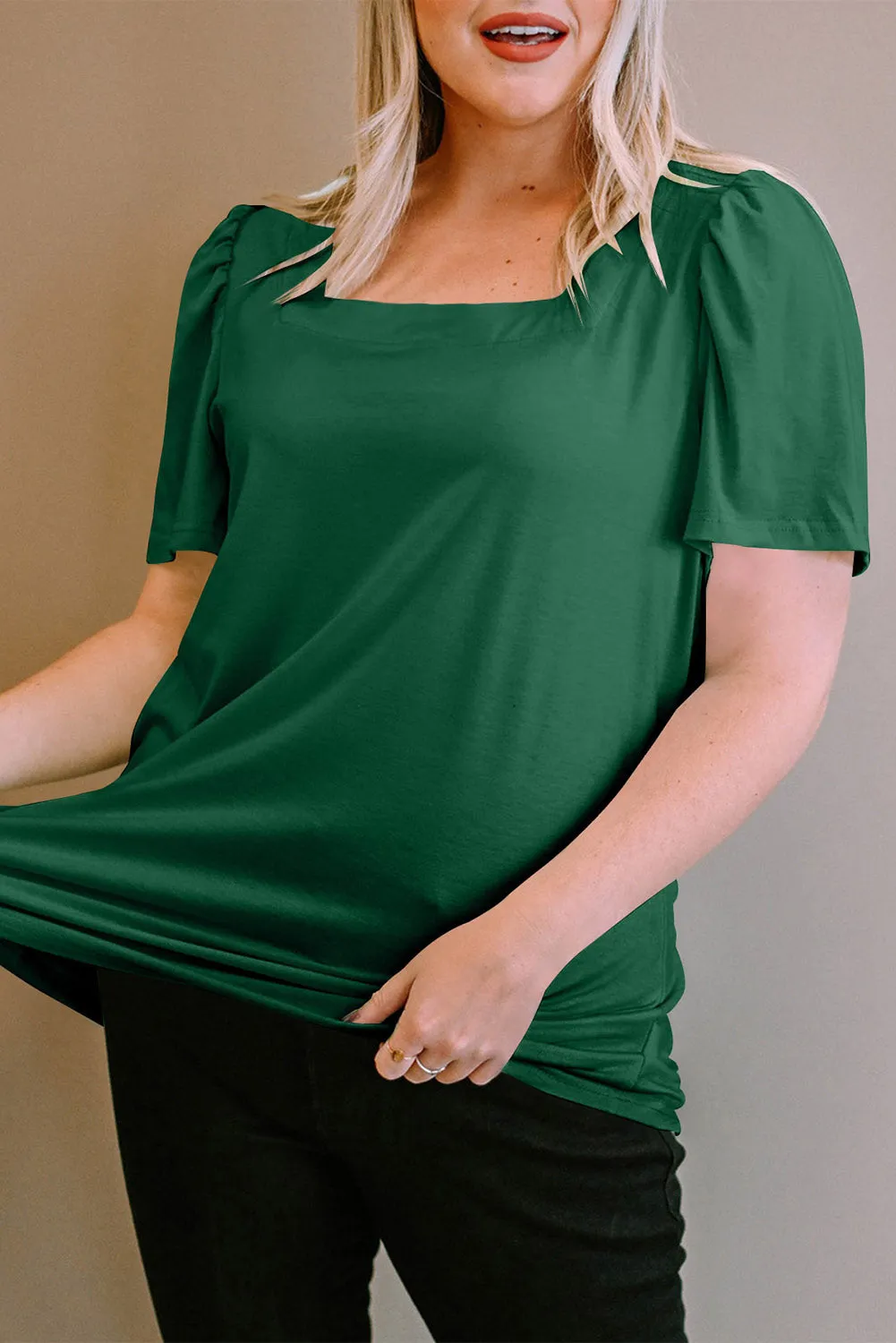 Plus Size Ruched Shoulder Top