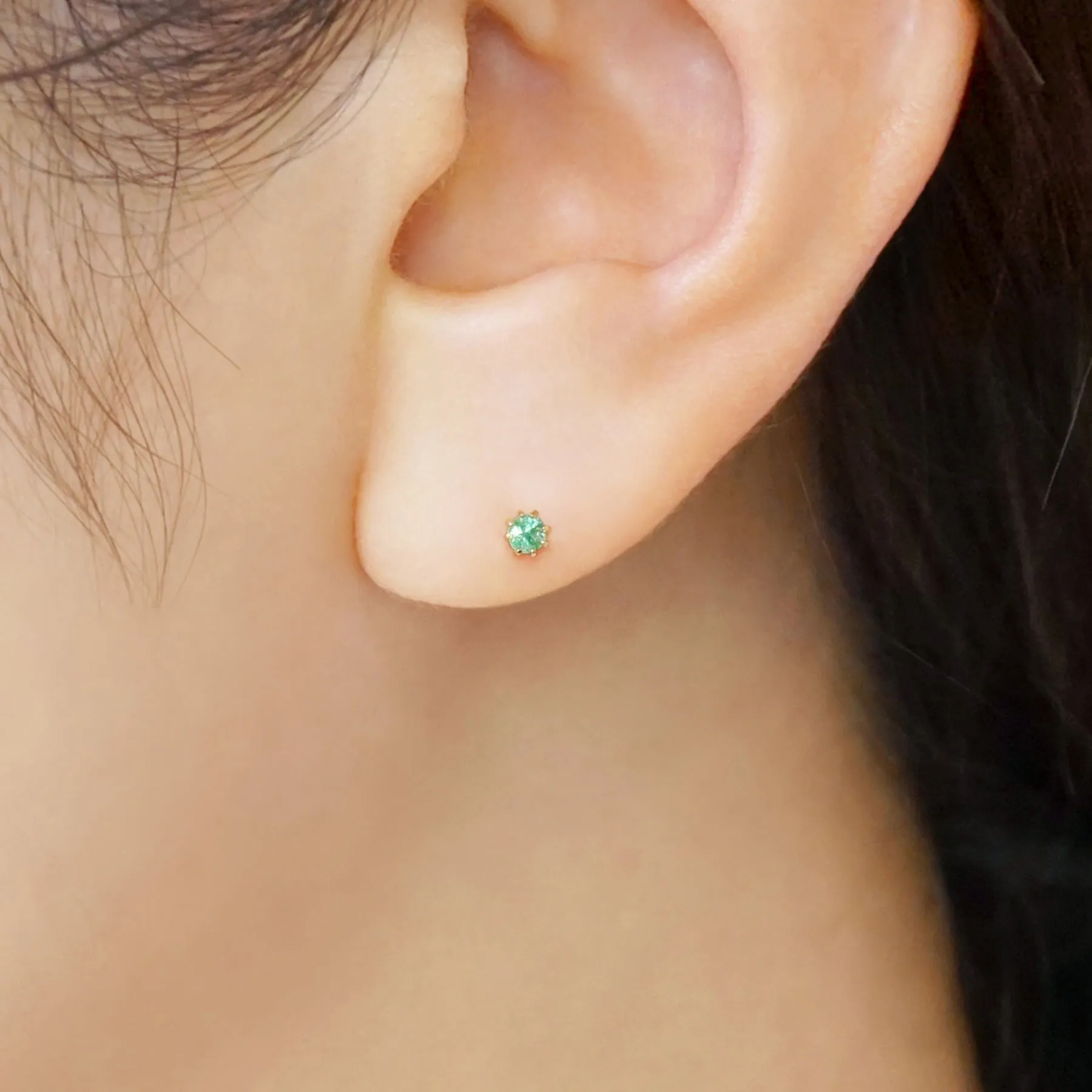 [Second Earrings] 18K Emerald Earrings (Yellow Gold)