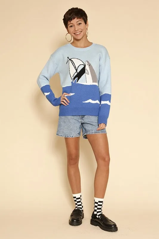 Shark attack knit sweater