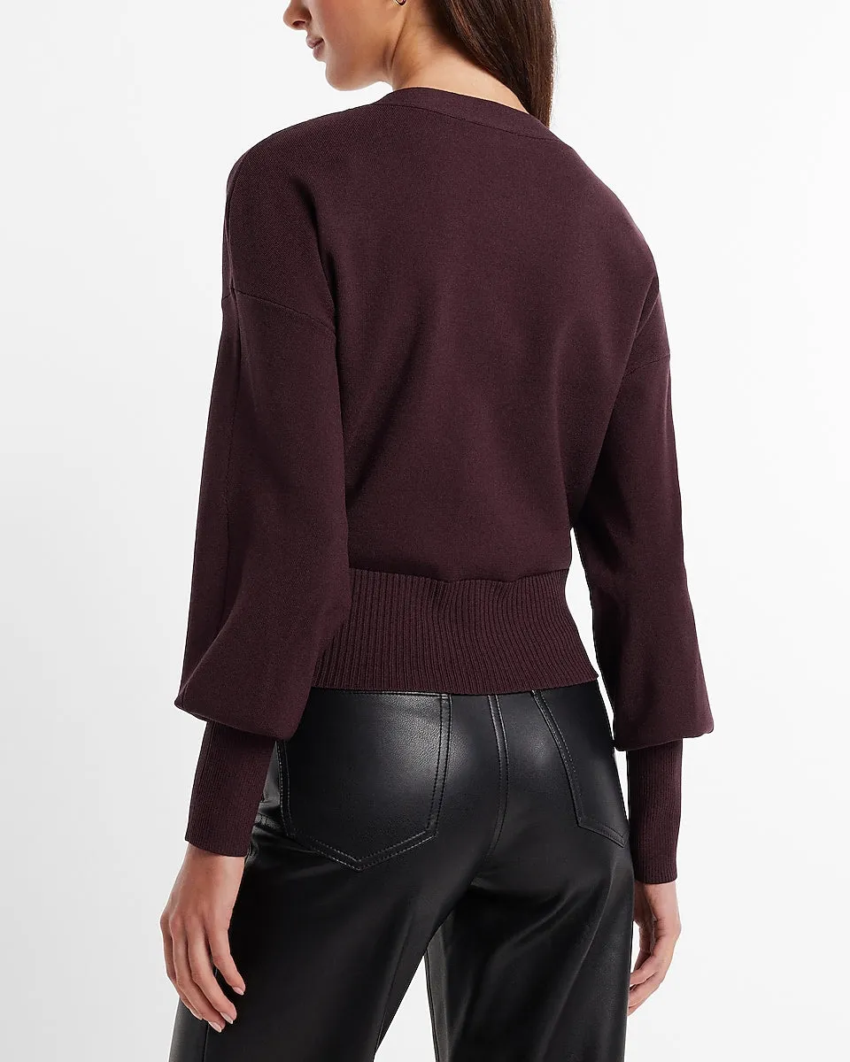 V-Neck Dolman Sleeve Cardigan in Dark Purple