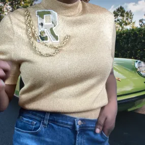 Vintage Reimagined Gold Lurex Knit Sweater